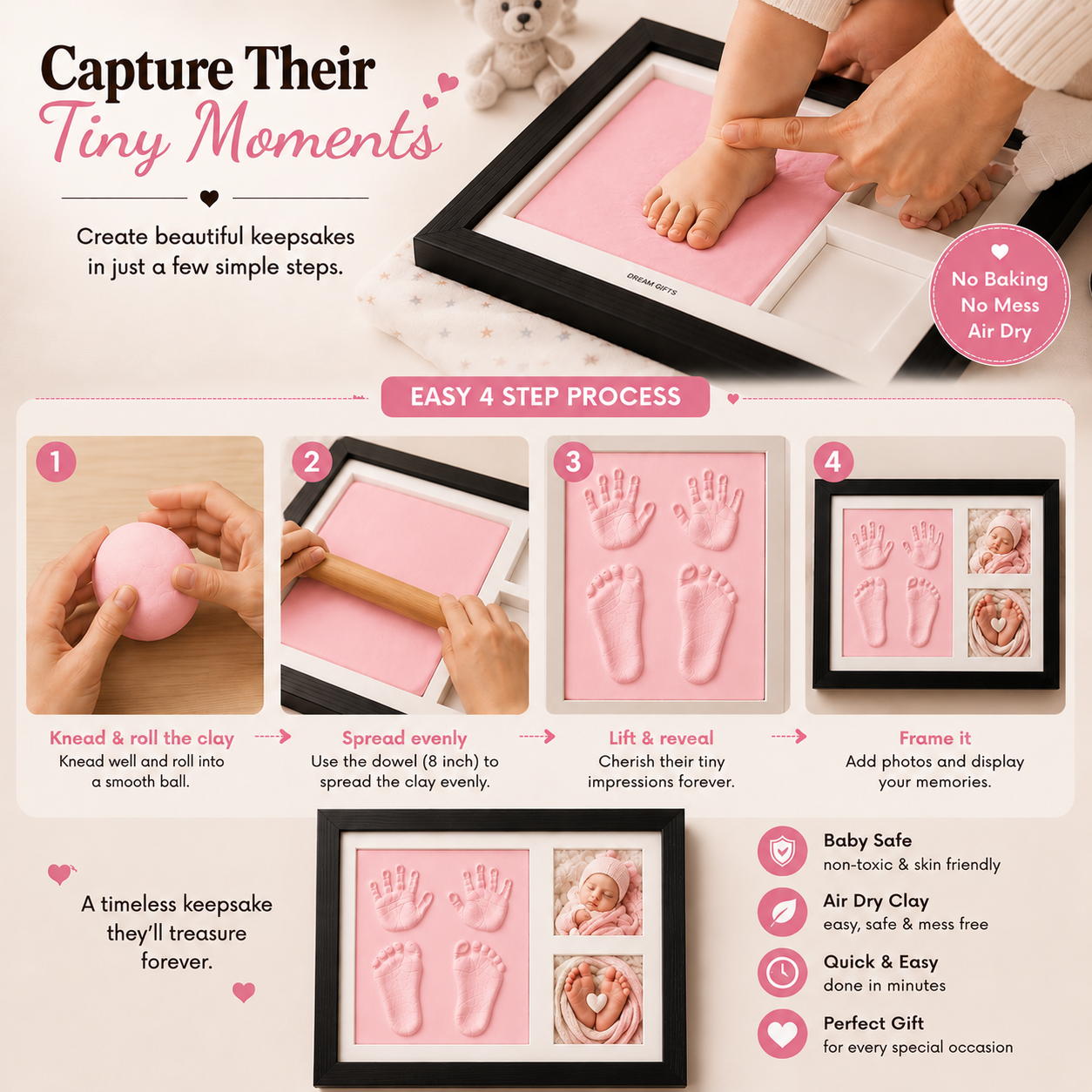 Baby Clay Handprint & Footprint Kit (Pink)