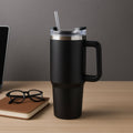 1200ML stainless steel insulated travel mug with ergonomic handle and spill-resistant lid