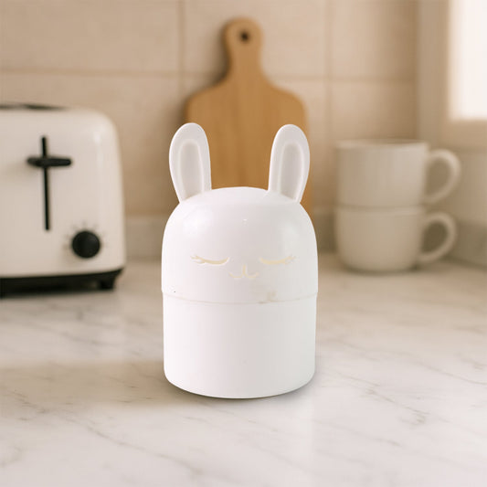 Front view of bunny shaped kitchen storage box with cute ears