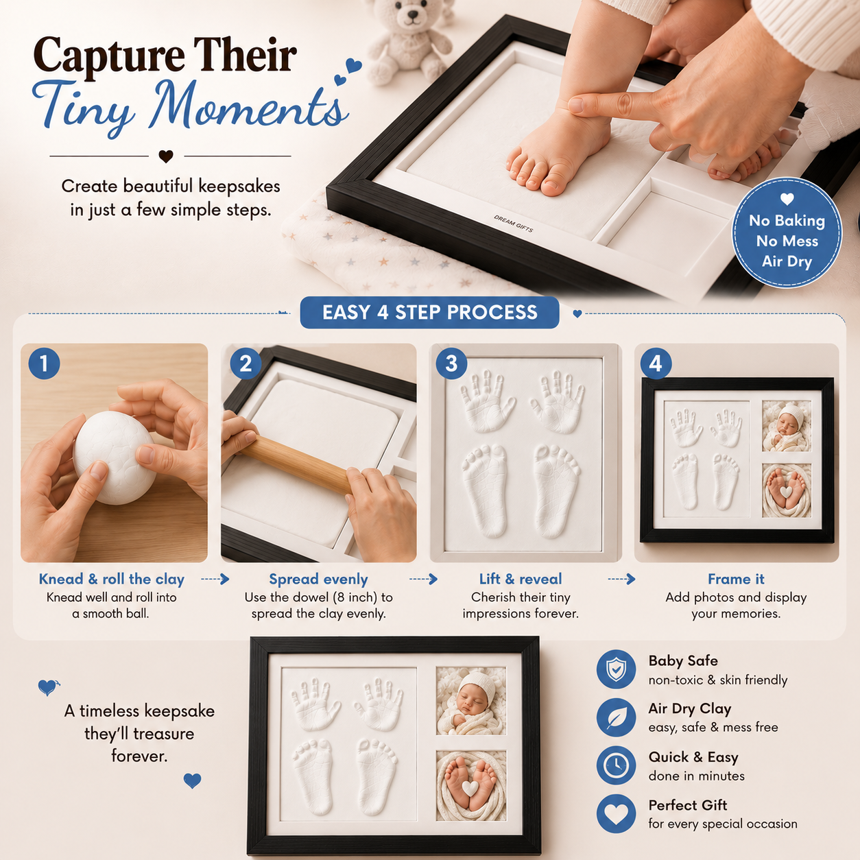 Baby Clay Handprint & Footprint Kit (White)