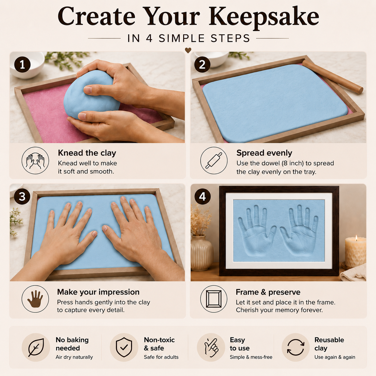Adult Clay Handprint & Footprint Kit (Sky Blue)