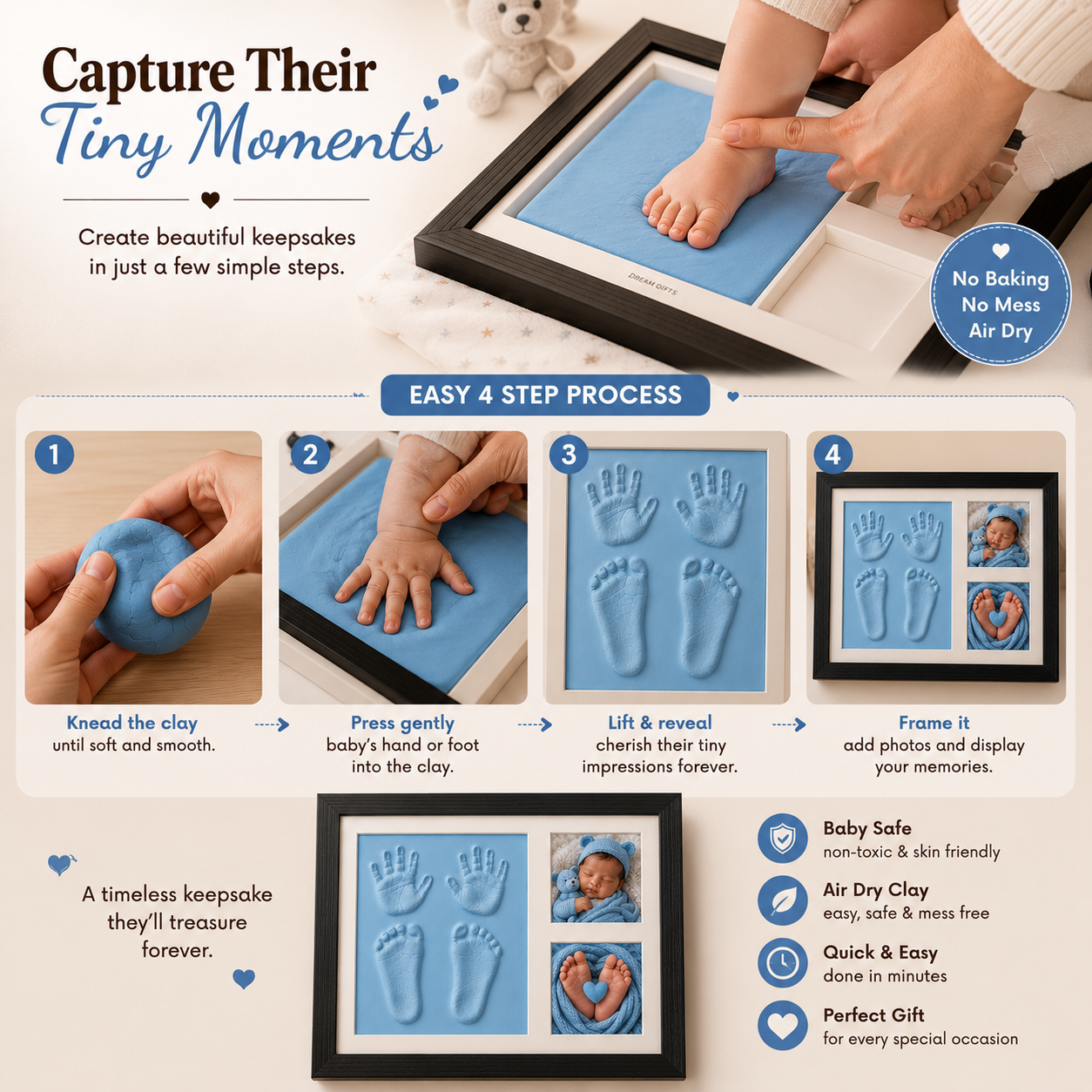 Baby Clay Handprint & Footprint Kit (Sky Blue)