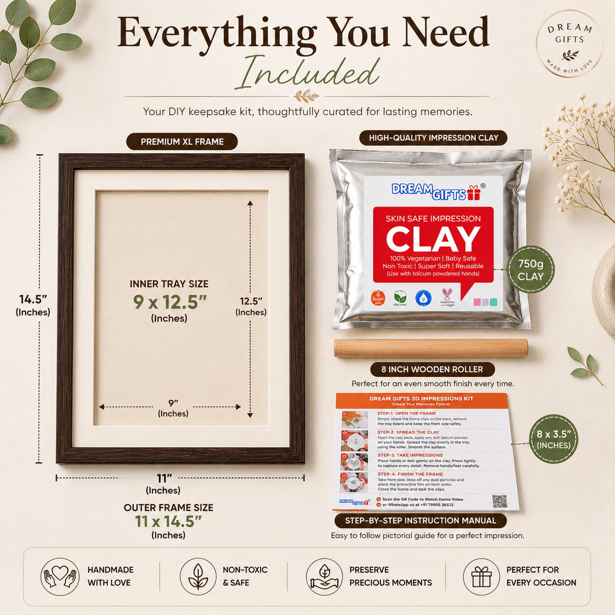 Adult Clay Handprint & Footprint Kit (White)