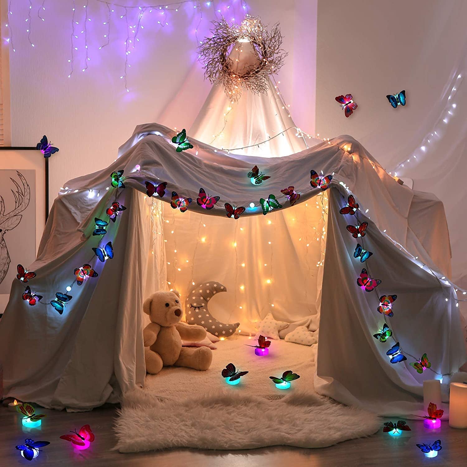 Side view of Butterfly 3D night lamp highlighting the LED base design