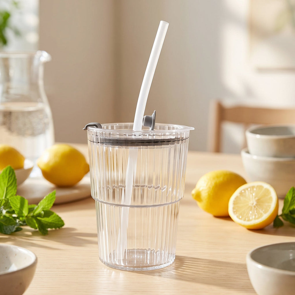 Plastic Tumbler with Lid – 450ml Reusable, Clear & Leak-Proof