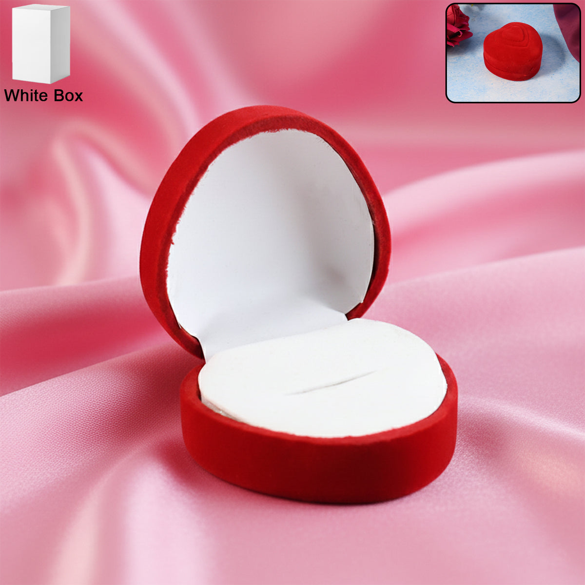Premium Heart-shaped Velvet Jewellery Ring Box (1 Pc)